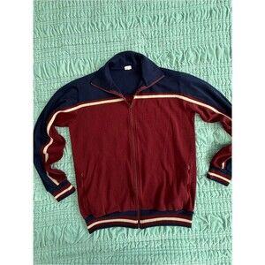 Vintage Zip-Up Track Sweater Jacket in Burgundy and Navy